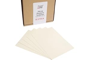 ‎PRESENT FILL PresentFill® - blanko Postkarten Tonkarton Chamois Creme Beige, Papier-Karten Set 100 Stück 210 g/m² -DIN A6-105 x 148 mm zum Selbstgestalten, beschriften oder bedrucken als Bastelkarton, Karteikarten