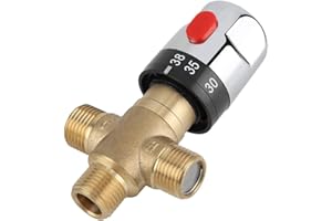 Aeloa Thermostatic Valve,Brass Thermostatic Mixing Valve Water Temperature Pipe Basin Thermostat Control