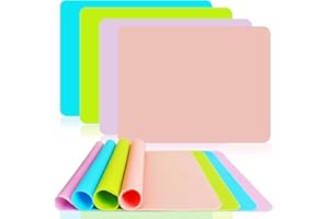 SOSMAR 4 Pack Silicone Mats for Crafts, A3 Large Silicone Sheet for Crafts Resin, Jewellery Multi-Purpose Protective Mat Silicone Painting Mats for Worktops, 40cm x 30cm