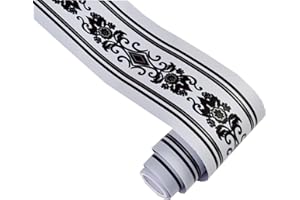 AARTNER 10 m x 12cm Tapetenbordüre, Selbstklebende Wasserfester PVC Wallpaper Border, Tapetenbordüre Selbstklebend Grenze Decortaive Fliesen Aufkleber Küchenschrank Dekorative Deckenbordüre (8)
