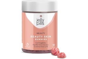 Jelly Pills® Collagene Idrolizzato Gummies con acido ialuronico coenzima Q10 e Vitamina C - senza zuccheri aggiunti - 60 gummies per 2 mesi, Antiossidante - Per pelle, ossa e articolazioni