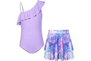 GRACE KARIN Mädchen Badeanzug mit Rock 6-14 Jahre Kinder One Piece Swimsuit Einteiler Schwimmanzug