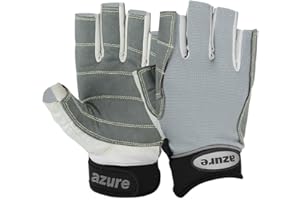 Azure sailing Gloves STOPWATCH FRIENDLY STRONG STITCHING,Best enforced PALM, Breathable -Cut Finger Grey