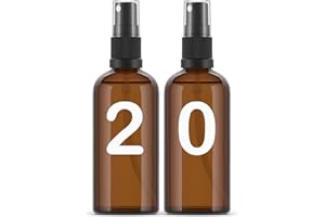 Essenciales Bote Spray Pulverizador de Cristal Ambar - 20 Botellas, Atomizador Recargable - 100ml