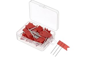 PATIKIL Bandera Mapa Chinchetas, 50uds 1 Pulgada Viaje Mapa Pasadores con Plástico Diálogo para Corcho Boletín Tablero, Imagen, Mapa Colgante, Rojo