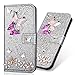 Produktbild Kartenfach Magnetverschluss für Samsung J5 2017, Leder Diamant Loves Funkeln Bling Glitzer BookStyle Slim Ledertasche Schutzhülle Flip Folio Wallet Stand Card Slots Pocket Etui Hülle