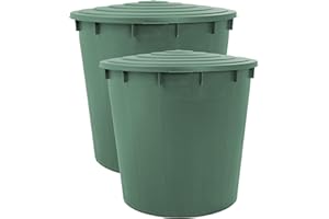 Ondis24 Rain Butt - Depósito de agua de lluvia con tapa de 500 litros, barril de agua con grifo de salida (paquete de 2, 500 litros)