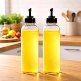 HomeWiz plastic Oil Dispenser 1 Litre | Pack of 2 | Transparent, Leak-Proof, BPA-Free Oil Container for Cooking Oils & Vinega
