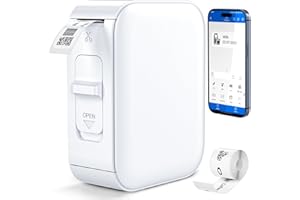 KAEFUYS Étiqueteuse Bluetooth，Mini Imprimante Thermique，Imprimante Portable，Imprimante Autocollant，APP Connexion，L'impression Thermique ne se Décolore Pas，pour Maison，Bure au，Ecole.
