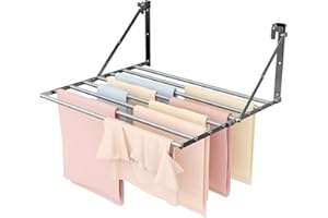 Innotic Etendoir Linge Mural, Séchoir à Linge Pliable et Extension, Porte-Serviettes, Métal Sèche Linge Robuste et Compact, Étendoir à Linge pour Interieur et Extérieur, 8 Barres de 60 cm