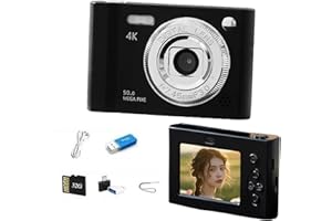 GENERIC Digital Camera with Dual Screen,Autofocus 4K 48MP Vlogging Cameras for Photography with 32GB Card,Point and Shoot Digital Cameras,16X Zoom,Anti-Shake,Present for Kid Teen Beginner. (Black)