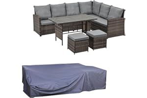 SVITA Madison & Monroe Polyrattan Ecksofa Rattan-Lounge Esstisch Gartenmöbel-Set Sofa Garnitur Couch-Eck