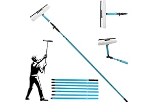 RETAAJ 3.5M TELESCOPIC EXTENDING WINDOW CLEANER KIT SOFT HEAD SQUEEGEE WINDOW CLEANER EQUIPMENT SOFT RUBBER MOP ALUMINIUM METAL POLE