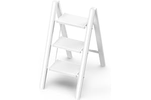 GameGem Escabeau 3 Marches, Tabouret Pliable à Pédale Large Anti-Dérapante en Aluminium Léger mais Robuste, Capacité 150 kg, Design Moderne Mignon pour Espaces Domestiques Intérieurs