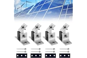 Riisoyu 4 Pezzi Staffa per Pannello Solare, Staffe per Pannelli Fotovoltaici Pannello Solare Regolabile da 0 a 60 Gradi Staffa in Lega di Alluminio per Pannello Solare per Tetti, Camper e Barche