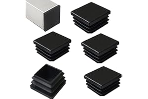 HJYZY Tapón cuadrado de plástico de 80 x 80 mm, color negro, para tubos de metal, inserto deslizante de valla para postes de tuberías, sillas y muebles, 6 unidades