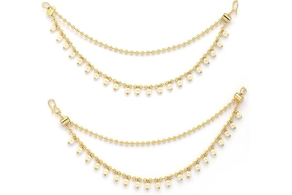 Sukkhi Indian Traditional Bewitching 18k Gold Plated Brass with Bahubali Inspired Multi Layer Ball Chain Long Earring Jewelle