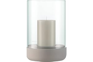 ‎BLOMUS blomus Windlicht -Calma- | Kerzenhalter aus hochwertigem Beton und Glas | Farbe Fungi | Größe L | 15L x 15B x 22,5H cm | Indoor | exkl. Kerze