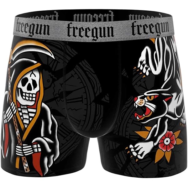 FREEGUN Lot de 4 Boxers Homme AKTIV Noir et Fluo, Noir, S