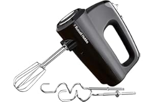 Russell Hobbs Desire Electric Hand Mixer with 5 speeds & turbo setting, 2 chrome plated beaters & 2 chrome plated dough hooks inc, all dishwasher safe, Easy release button, 350W, 24672