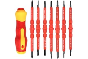 FOROREH Cacciavite, 7tlg Set di cacciaviti isolati in cromo vanadio con impugnatura morbida, set di cacciaviti a taglio magnetico Set di strumenti di riparazione elettrica