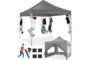 COBIZI Tonnelle de Jardin 3x3m Imperméable Robuste Résistante à l'hiver 2.0, Pliable Extérieur 3 Hauteurs Réglables, Tente de Réception avec 4 Parois Latérales et 4 Sacs de Lestage, Gris