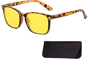 EDKSEGJCSOUS Polarised Night Driving Glasses, Night Vision Glasses for Women Men Anti Glare Night Vision Yellow Glasses Square Driving at Night Driver Eyewear Unisex Blue Light Blocking Glasses with a Storage Bag