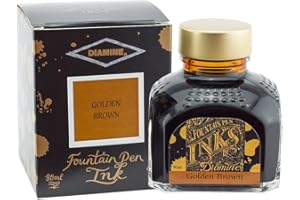 Diamine - Frasco de tinta de pluma estilográfica de 80 ml turquesa, color Brown/Gold