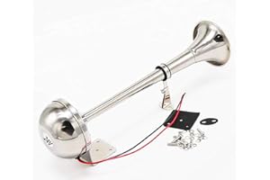 YIYIDA Bocina eléctrica Car Horn Bocina de barco Bocina de camión 165DB Bocina de acero inoxidable 304 eléctrico Trompeta única marina Altavoz de aire Bocina de aire para 24V barco vans camión etc