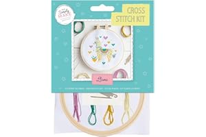 Simply Make Cross Stitch Kit - Llama Design for Kids and Adults, Including Hoop, Embroidery Thread, Fabric and Needle - Perfect for Adult Crafts and Beginners - Starter Cross Stitch Craft Kit