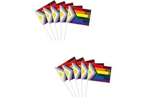 ZYZYZK Suitable for Intersex Inclusive Progress Pride Flag Hand-waved flags2023 Redesign to Better Represent Intersex People LGBT Rainbow Flags（10pcs）