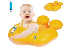 ZSYIULIA Baby Swimming Float 6-12-18-36 Months with UPF50+ Sun Canopy & Safety Bottom Support | Inflatable Pool Float for Newborns 3-36 Months | Adjustable Seat, Secure Swim Ring for Toddlers