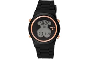 Reloj TOUS para Mujer digital 700350320-Bear de acero IP rosado con correa de Silicona negra