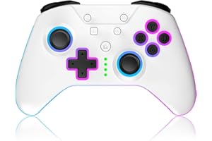 SWCTIM Xbox Controller Wireless für Xbox One, Xbox Series X/S, Xbox One X/S,2.4GHz RGB LED Licht Wireless Controller mit 3.5mm Kopfhörerbuchse,Weiß