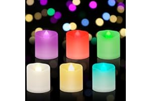 LDUMODUW Velas LED 6 colores efecto llama,Hasta 200 horas de autonomía, velas eléctricas para Halloween, Navidad, bodas, decoración, fiestas, bodas.[Clase de eficiencia energética A]