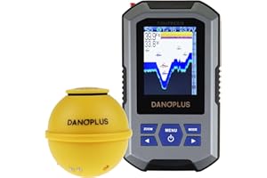 DANOPLUS Ecoscandaglio wireless portatile, sensore sonar, rilevamento della profondità di 45 m, ricaricabile, accessorio per pesca in mare, pesca sul ghiaccio, pesca in barca