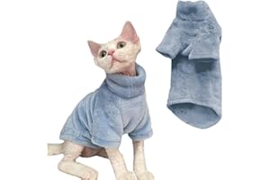 NAVESO Cats Vest Turtleneck Sweater, Sphinx Hairless Cat Clothes, Kittens Winter Clothes, Two-Legged Pet Turtleneck Sweater and Vest for Sphynx Hairless Cat Chihuahua Bulldogs, (Blue) L