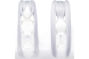 MAYSUWELL Parrucca Cosplay Sousou Pigtail Bianca Capelli Lunghi Lisci Con Frangia Coda di Cavallo Parrucche Costume per Donne Halloween