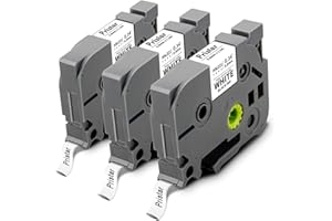 Pristar 3x Reemplazo de Tubo Termorretráctil Compatible para Brother HSe-221 HSe221 HS-221 Cinta de Etiquetas Negro sobre Blanco 8,8 mm para Brother PT-H500 PT-E300VP E500 E110 P750W E310BTVP E560BTVP