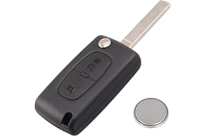 LAKAMODO Coque Plip Clé 2 Boutons Compatible pour Peugeot 206 207 308 3008 5008 Citroen C1 C2 C3 C4 C5 C8 Evasion CE0523 Pile sur Circuit Lame Non Rainurée