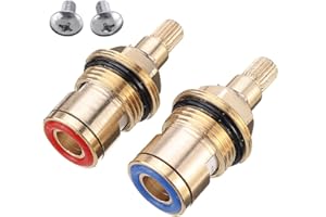 YISIFEINUO 2 Pcs Tap Valves Set Tap Valves Replacement Brass Ceramic Stem Disc Cartridge Faucet Valve Quarter Turn 1/2" for Bathroom Kitchen Tap