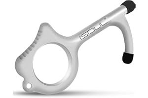 iSOUL Contactless Door Opener Tool, Antimicrobial Hygiene Keychain, EDC Ergonomic Hook No Touch Key Safety Tool for Outdoor Public Door Handle Closer Touchscreen Button ATM & Mobile Stylus