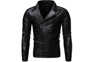 FULIDNGZG Giacca Moto Uomo 4 Stagioni, Vintage Pelle Casual Giacca Pelle in Stile Motociclista Autunno Invernale Giacche Moto Slim Giacche da Pilota Giubbotto Pelle Antivento Antipioggia Giubbino Motociclista