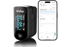 VIATOM Pulsioxímetro, Oxímetro de dedo Pulso, App vía Bluetooth, Medición de la Saturación de Oxígeno (SpO2) y de la Frecuencia Cardíaca, Monitor de Nivel de Oxígeno, Alerta Intermitente, Negro