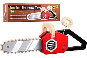 GAGAKU Motosega giocattolo in legno per bambini dai 2 anni in su. Valigetta degli attrezzi per bambini, in alternativa, con funzione audio, giocattolo educativo per giochi di ruolo all'aperto