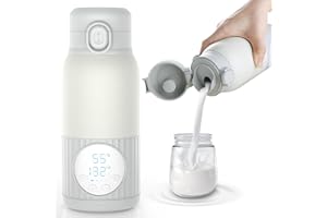 APZOKI Scaldabiberon Portatile Scalda Biberon Neonato Senza Fili 380ml, Riscaldamento Rapido, Latte Materno e Acqua, Controllo Preciso della Temperatura, 10000mAh, Ricarica USB-C Viaggi Regalo (Beige)