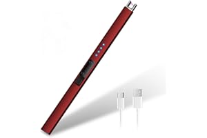 HOTERB Encendedor Electrico,Encendedor Cocina Electrico con Puerto USB Tipo C,Pantalla LED de Batería,Mechero Electrico USB Recargable para Encender Largo el de Vela,Hogar al Aire Libre (Rojo)