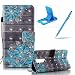 Produktbild Leder Hülle für LG Stylus 2 LS775, PU Leder Bookstyle Hülle Tasche Flip Wallet Case mit Strap Portable Handytasche Standfunktion Kompletter Schutz Karteneinschub und Magnetverschluß Cover für LG Stylus 2 LS775, Herzzer Mode 3D Muster Blaue Blumen Slim Fit Soft Silikon Innere Handyschale Hülle Flip Case Anti-Scratch Shell für LG Stylus 2 LS775 + 1 x Frei Handy Halterung Ständer + 1 x Frei Touch Pen Stift Stylus