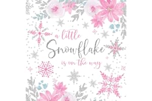 A Little Snowflake Is On The Way: Baby Shower Guest Book for Girl + BONUS Gift Log + Scrapbooking Pages | Winter Wonderland Theme with Pink & Silver Faux Glitter Design