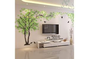 ‎GUANGMU Wandtattoo Baum 3D DIY Wall Stickers Wandaufkleber Wandtattoo Wohnzimmer Schlafzimmer Family Wandsticker für Treppen Halle (Grün Links,S-200 * 100cm)